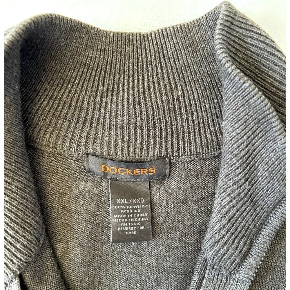 Dockers Men's 1/4 Zip Sweater XXL Brown Pullover Knit Long Sleeves